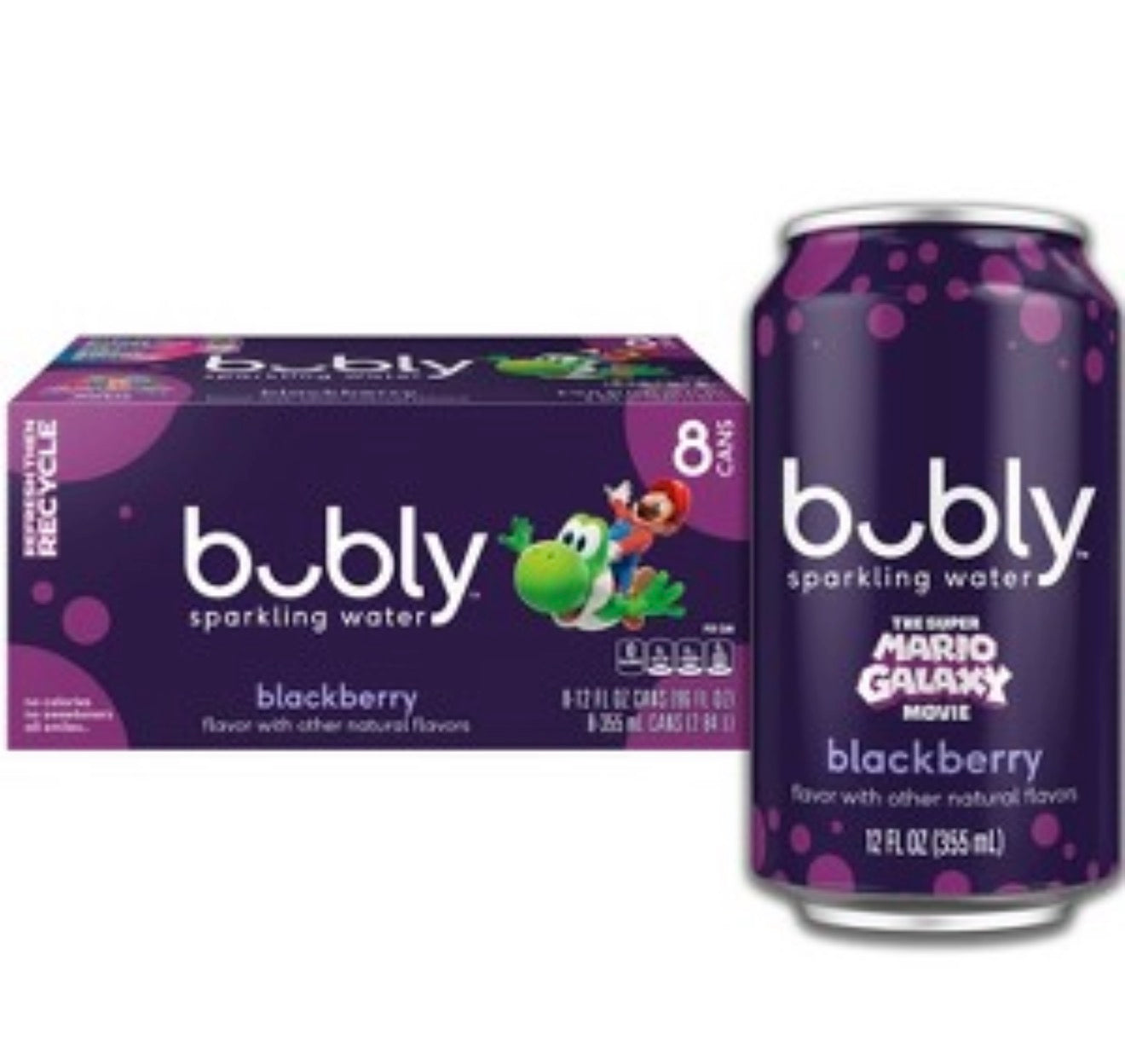 Bubly Blackberry Sparkling Water 8 Pack (12 fl oz Cans)
